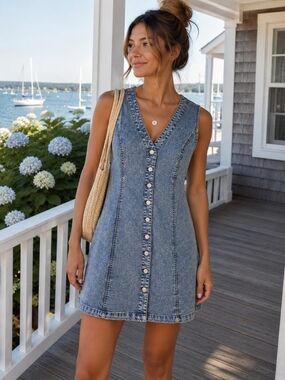 Frye | Dresses | Frye Denim Shirt Dress Xs Blue Western Utility Jean Dress Pockets Timeless
